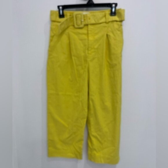 Anthropologie yellow belted crop pant size 4 - Picture 2 of 11